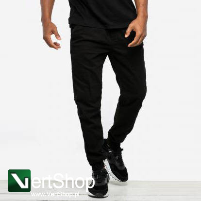 JIGGA WEAR Spodnie Materiałowe Jogger Jigga Crown Stitch Czarne / Białe