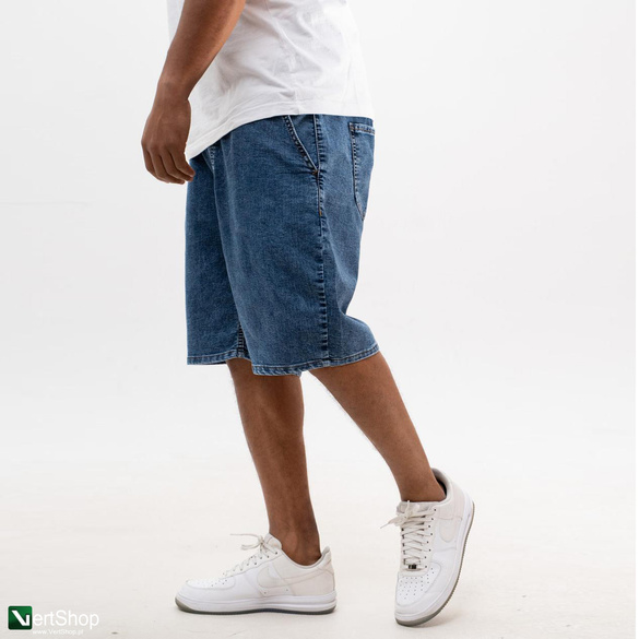 Lucky Dice LD Classic Krótkie Spodenki Jeansowe Baggy Męskie Niebieskie / Złote 