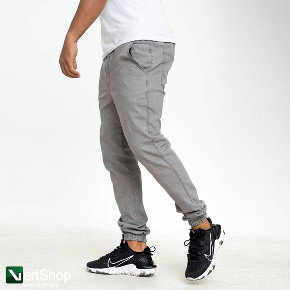 JIGGA WEAR Spodnie Jeansowe Jogger Ze Ściągaczem Jigga Wear Crown Raw Szare