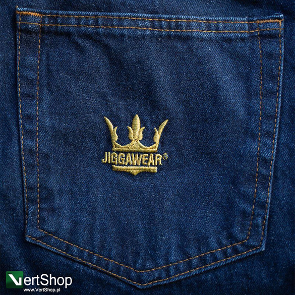 JIGGA WEAR Spodnie Jeansowe Szerokie  Baggy Męskie Ciemne Niebieskie Crown