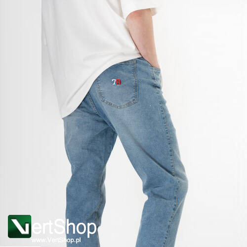 MORO SPORT Spodnie Joggery Męskie White Red 78 Jasnoniebieskie Sprane