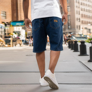 Lucky Dice LD Classic Krótkie Spodenki Jeansowe Baggy Męskie Niebieskie / Złote