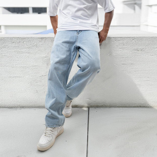 JIGGA WEAR Spodnie Jeansowe Baggy Męskie Sprane Jasne Niebieskie Jigga Wear Crown