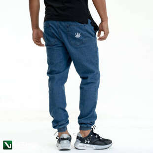 JIGGA WEAR Spodnie Jeansowe Jogger Ze Ściągaczem Męskie Niebieskie Jigga Wear Crown