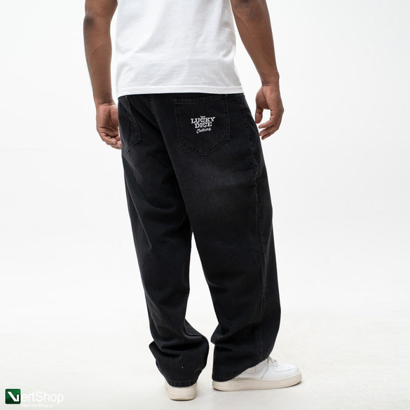 Lucky Dice LD Clothing Spodnie Jeansowe Baggy Męskie Czarne / Białe