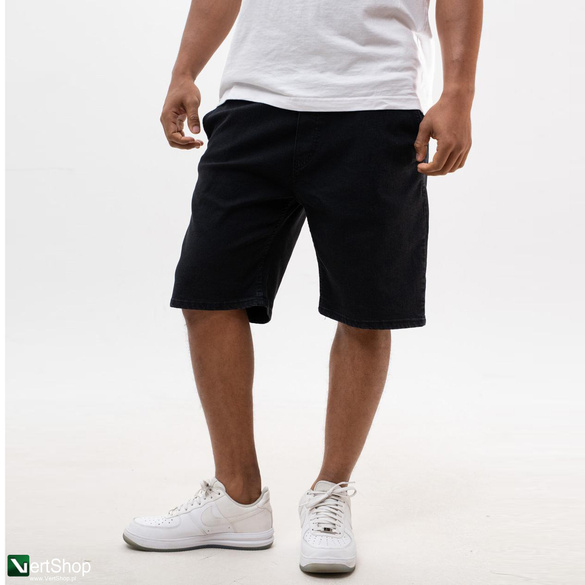 Lucky Dice LD Classic Krótkie Spodenki Jeansowe Baggy Męskie Czarne / Białe 