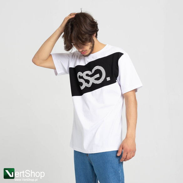 SMOKESTORY Koszulka STRIPPED LOGO BIAŁY