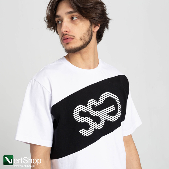 SMOKESTORY Koszulka STRIPPED LOGO BIAŁY