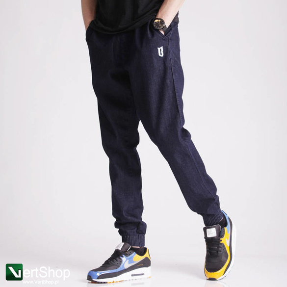 B.O.R Biuro Ochrony Rapu Jogger Fit Guma Strecz Spodnie Jeans Dark