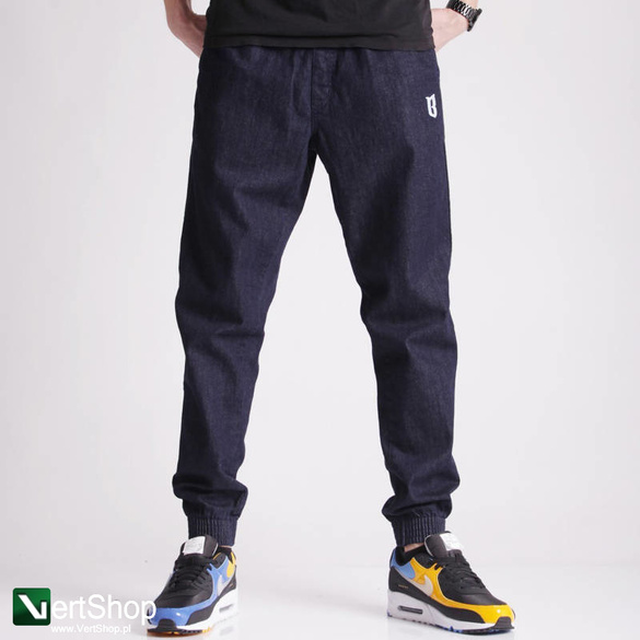 B.O.R Biuro Ochrony Rapu Jogger Fit Guma Strecz Spodnie Jeans Dark